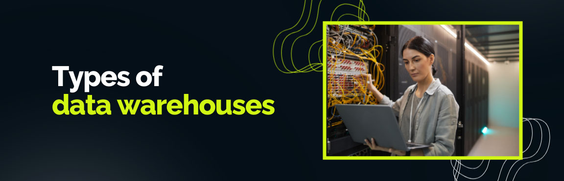 Different types of data warehouses including enterprise, operational, and cloud data warehouses.