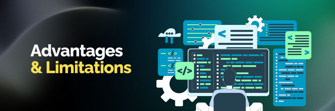 Advantages and limitations of APIs and Web Services, a developer working at a computer.
