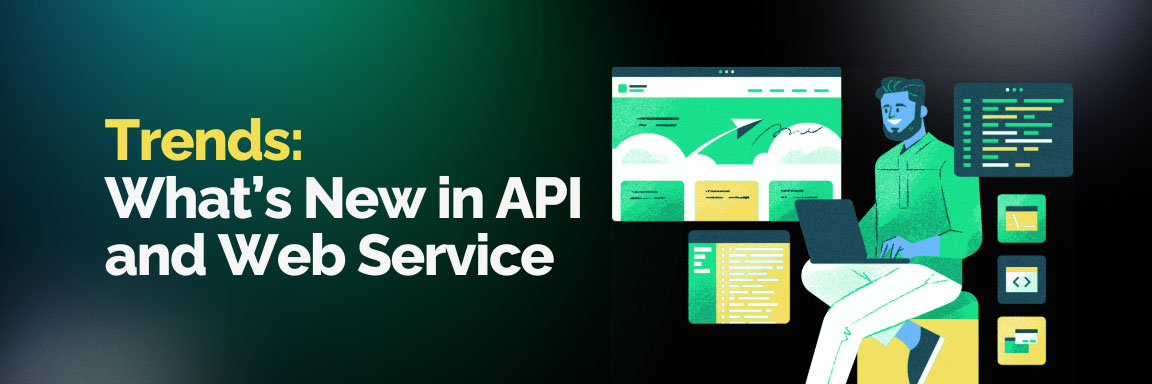 Trends in API and Web Service development, a man working with code and web interfaces.