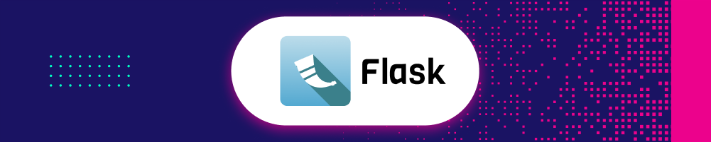 Flask logo and name on a blue and pink background.