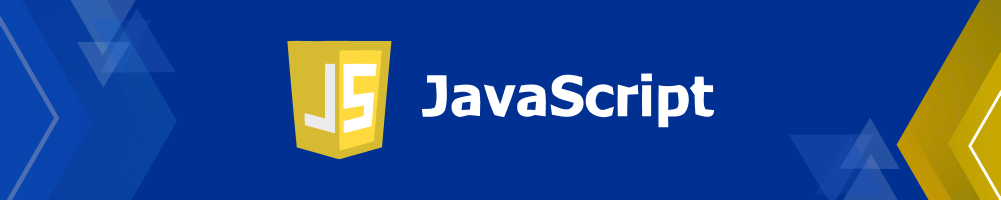 JavaScript logo and name on a blue background.