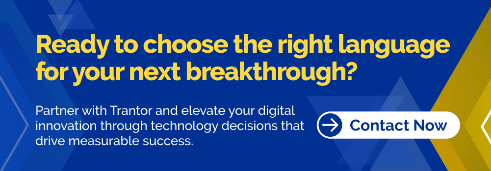 Trantor contact button, "Contact Now" for a technology partner.