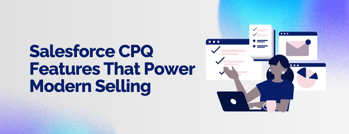 Woman on a laptop, representing Salesforce CPQ features for modern selling.