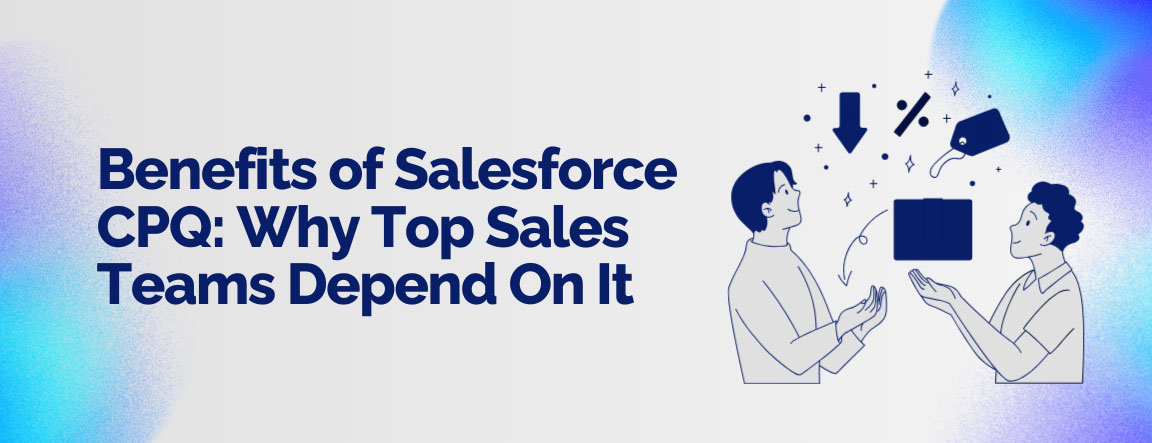 Businessmen showing benefits and discounts, highlighting why top sales teams use Salesforce CPQ.