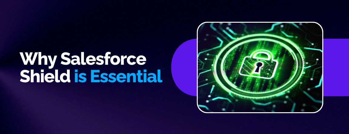 Why Salesforce Shield is essential, an illuminated padlock icon on a circuit board.