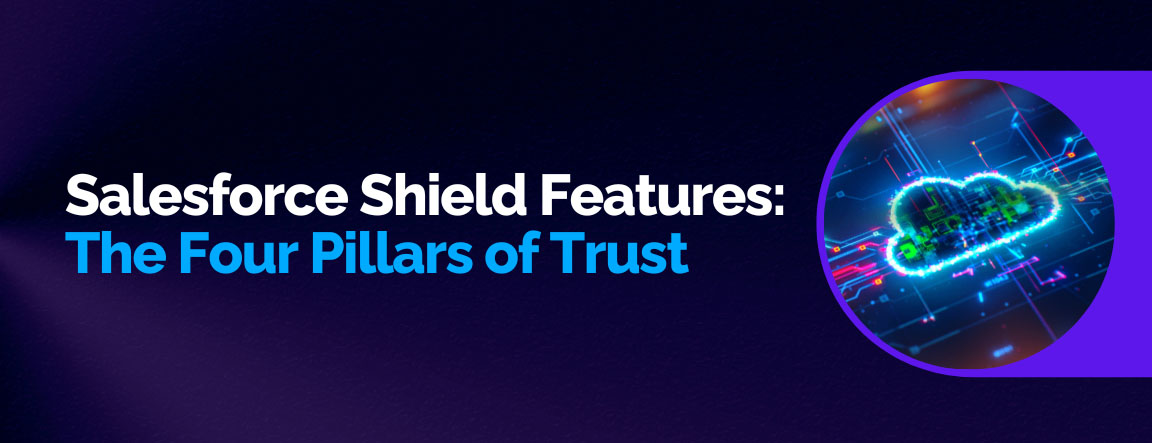 Salesforce Shield features, an image of a cloud with glowing circuits.