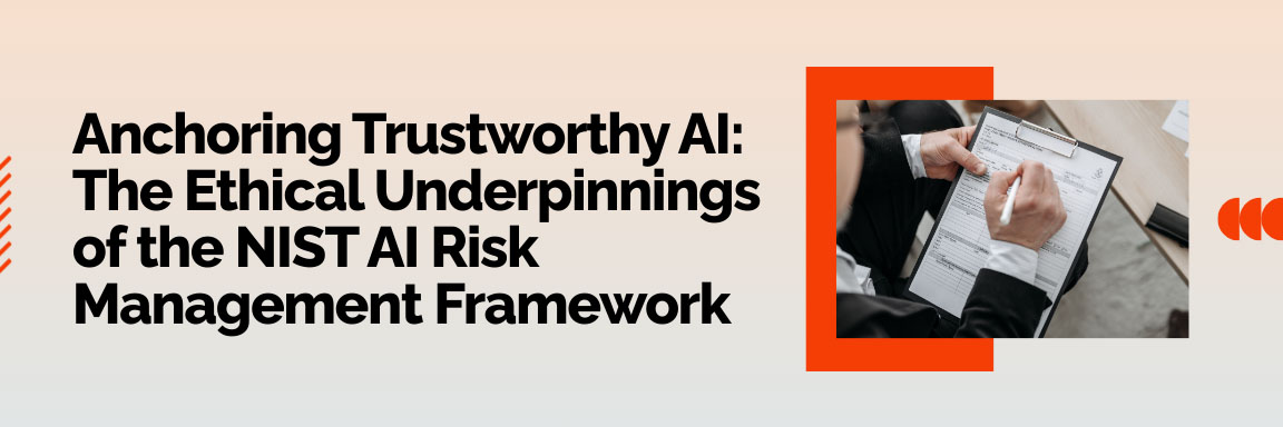 A person writing notes on ethical AI and the NIST AI Risk Management Framework.