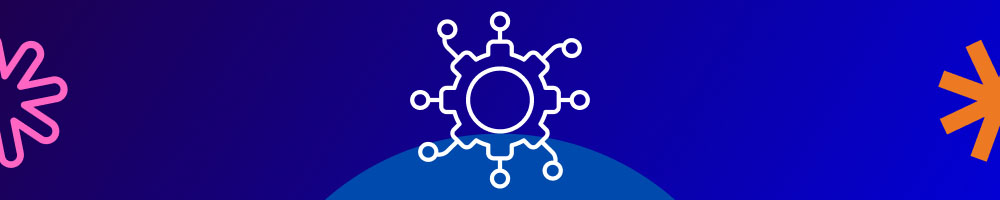 Networked gear icon, representing integration and technical architecture during an ecommerce platform migration.