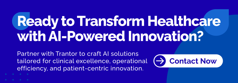 Call-to-action banner: Ready to Transform Healthcare with AI-Powered Innovation? Contact Now button for AI solutions.