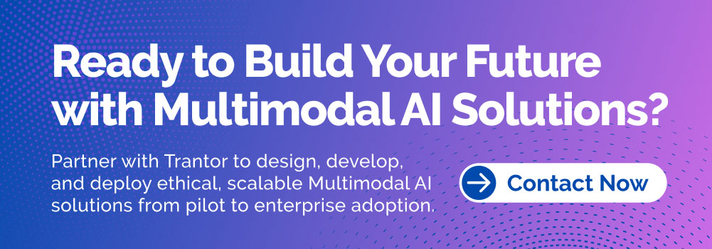 Call-to-action banner: Ready to Build Your Future with Multimodal AI Solutions? Contact Now button with partner information.