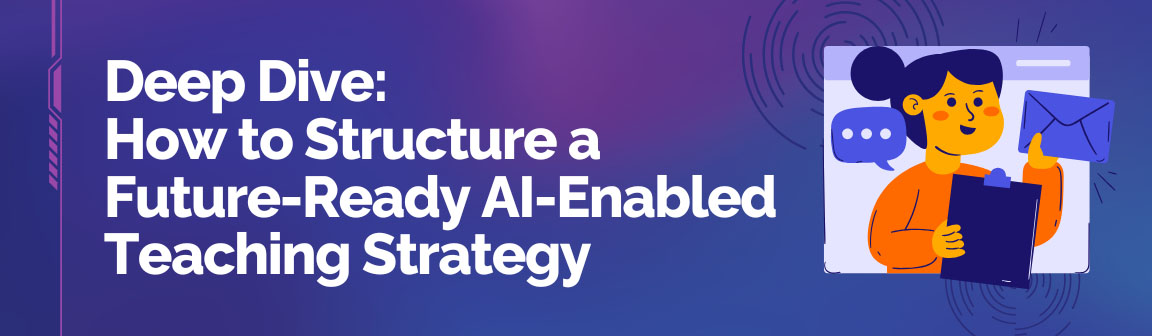 Visual guide on structuring a future-ready AI-enabled teaching strategy for educators.