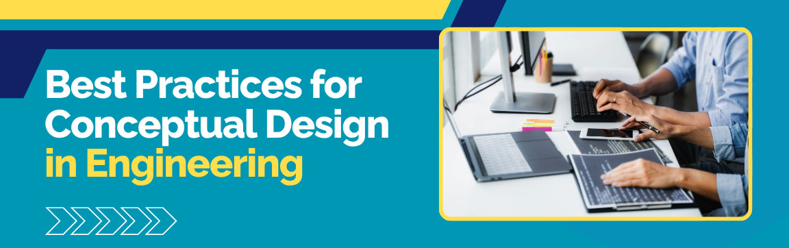 Best Practices for Conceptual Design in Engineering, showing designers working at a computer.