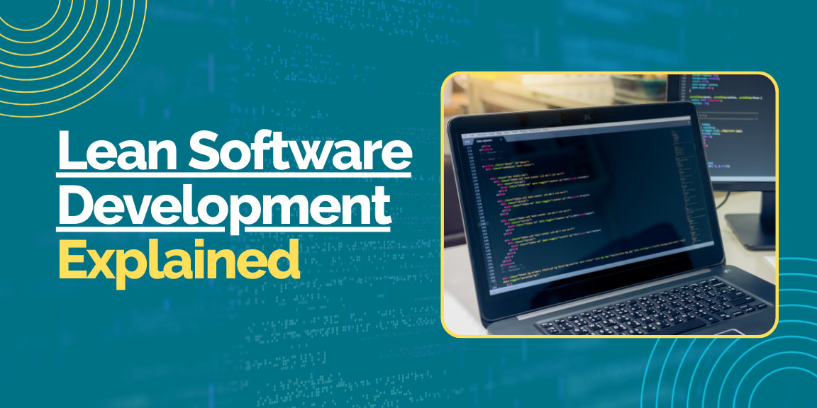 Main blog banner explaining lean software development with real-world coding and process optimization.