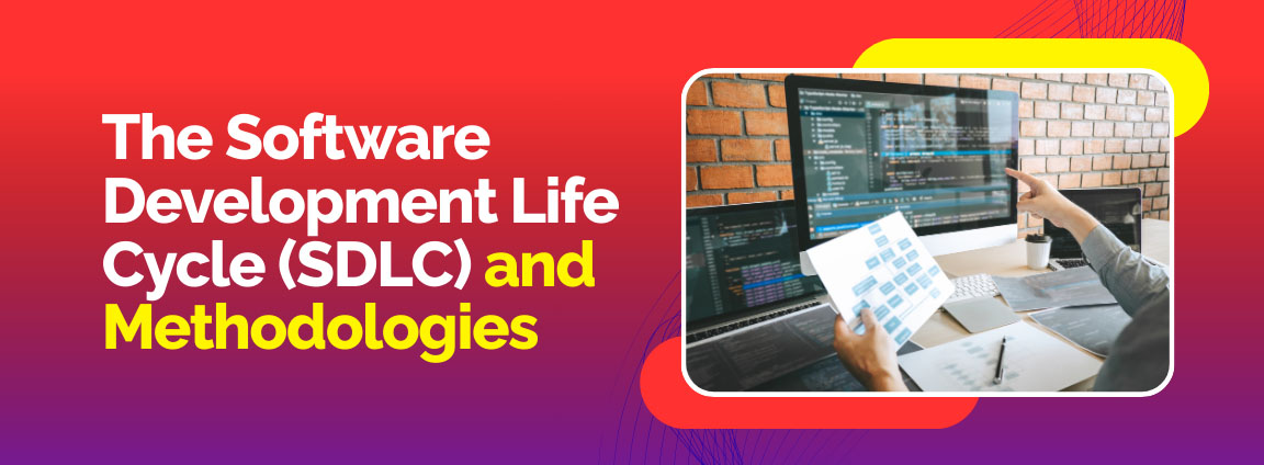 Illustration explaining the software development life cycle (SDLC) and common software process methodologies.