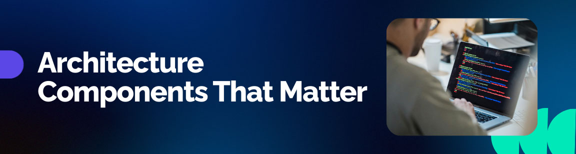 Architecture components that matter in enterprise AI platforms with programmer coding on laptop