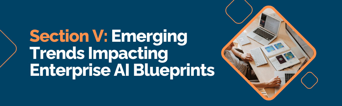 Emerging trends impacting enterprise AI blueprints with team analyzing data on laptops