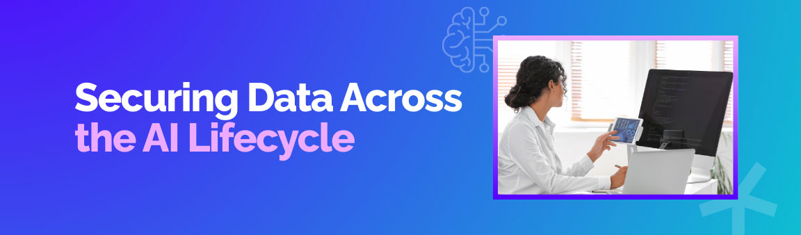 Secure SDLC for AI explained with developer working on secure AI systems and code monitoring.