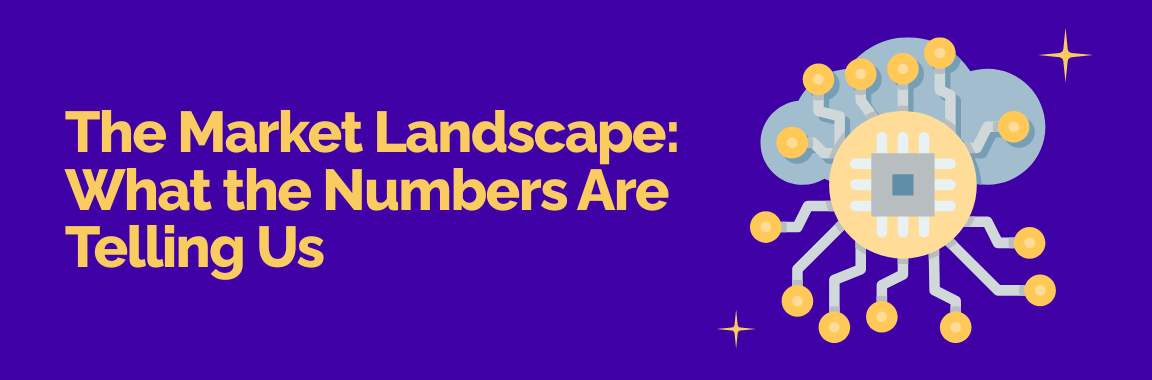 Market landscape of AI and quantum computing showing quantum processor and data network connections